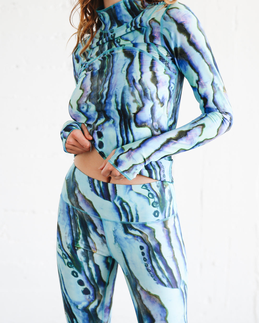 Women's UPF 50+ Sun Protective Swim Leggings - Blue Abalone