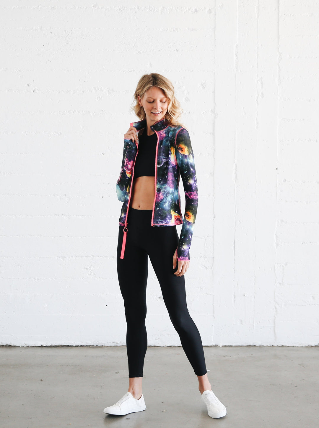 Women's Zip Rash Guard - Galaxy