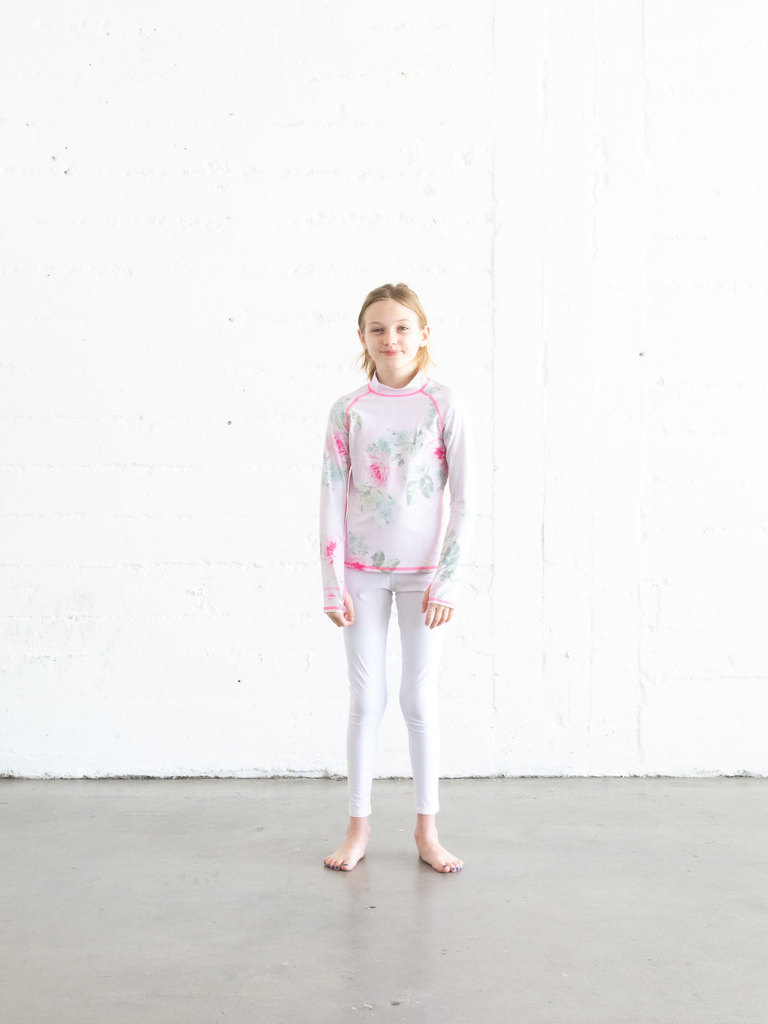 Girl's Pullover Rash Guard - Royal Bouquet Pink Shabby Chic Collab