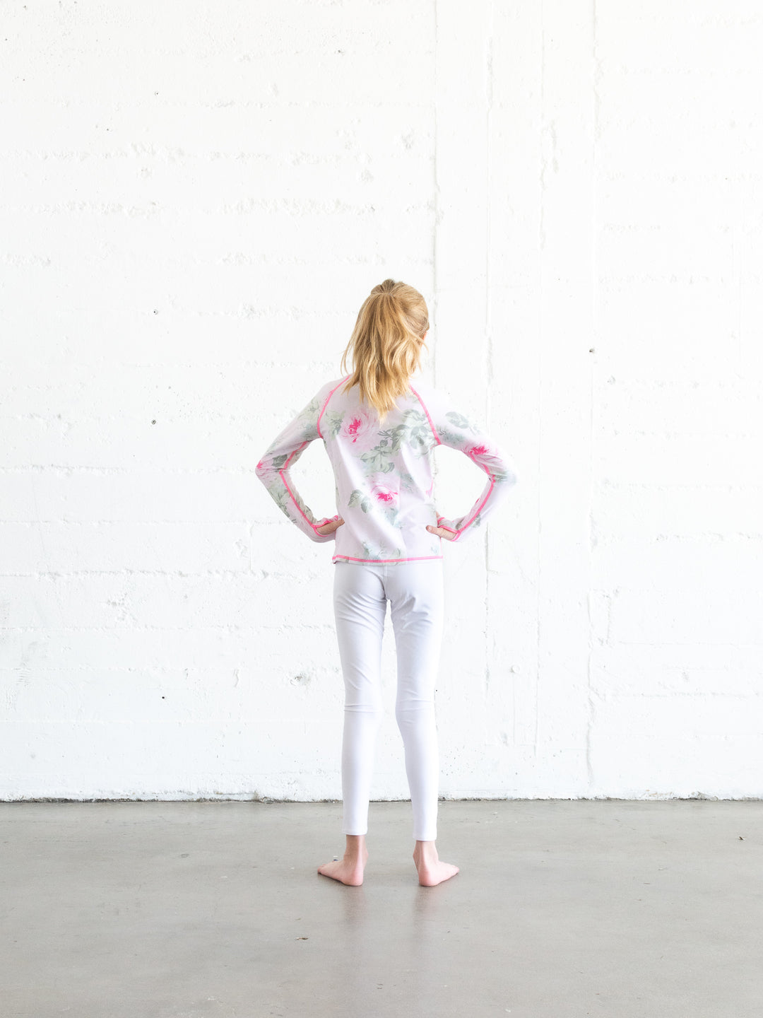 Girl's Pullover Rash Guard - Royal Bouquet Pink Shabby Chic Collab