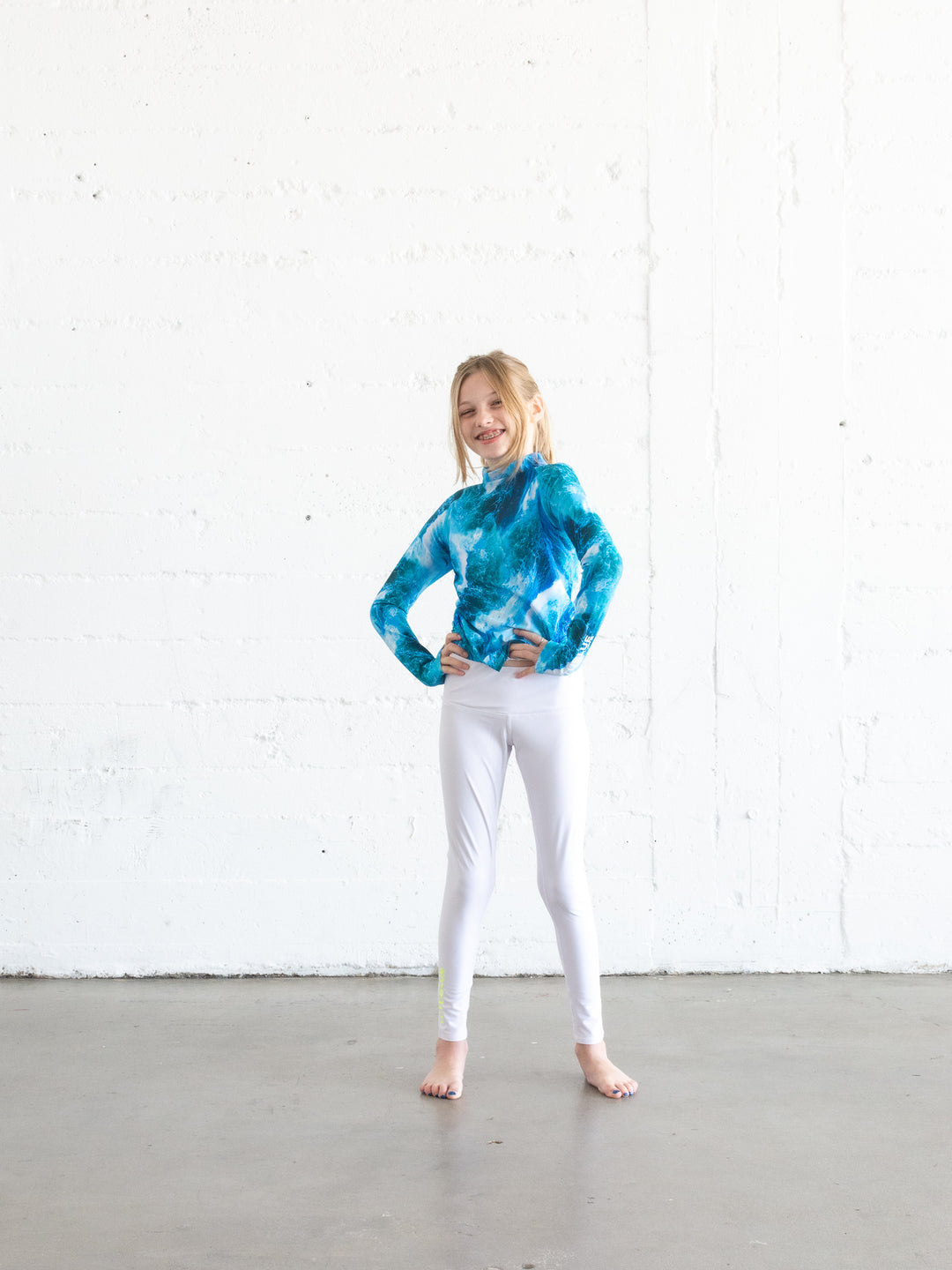 Girl's Pullover Rash Guard - Waves