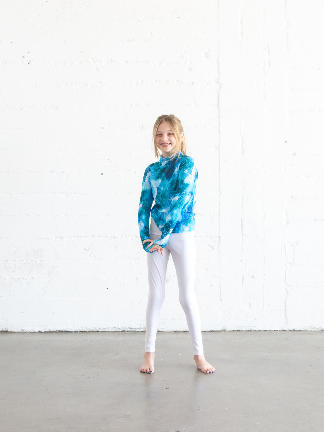 Girl's Pullover Rash Guard - Waves