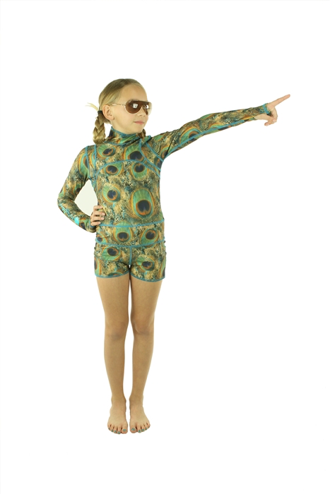 Girl's Short Swimsuit - Peacock