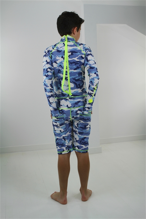 Boy's Short Body Swimsuit - UPF 50+ Sun Protective Swimwear - Blue Camo