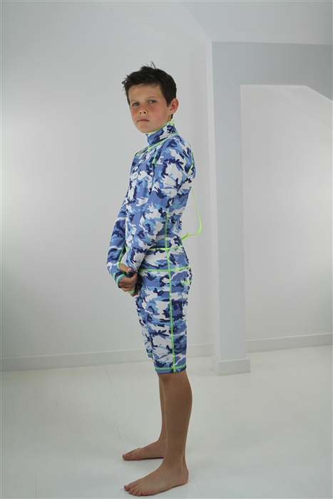 Boy's Short Body Swimsuit - UPF 50+ Sun Protective Swimwear - Blue Camo