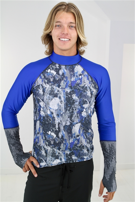 Men's Pullover Rash Guard - Blue Rock