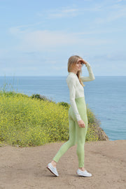 WOMEN'S LONG BODYSUIT ZIP FRONT - MINT TOP + SAGE LEG