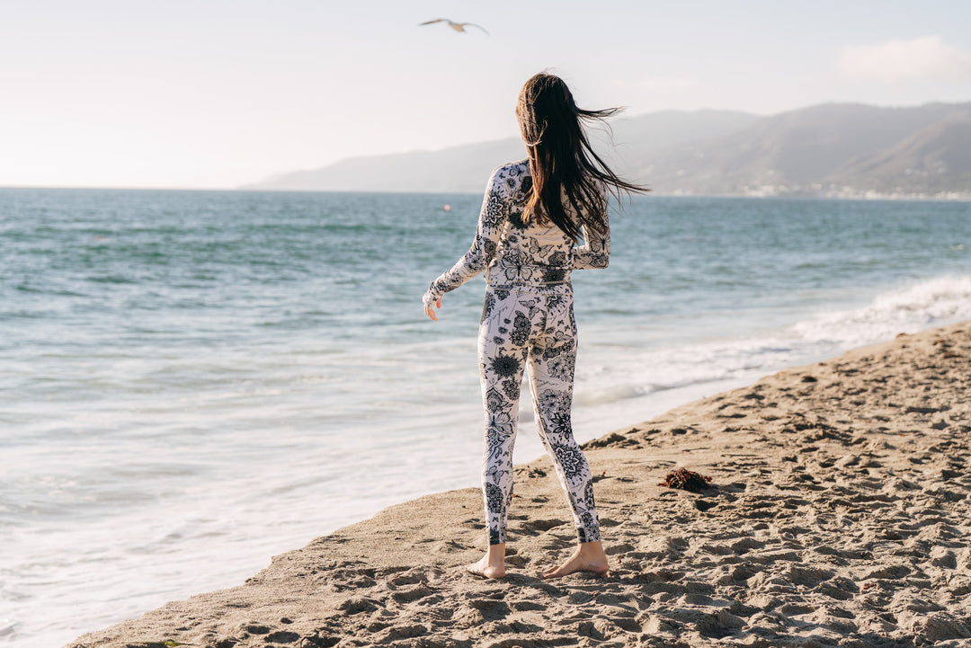 Women's UPF 50+ Sun Protective Swim Leggings - Foam Ink