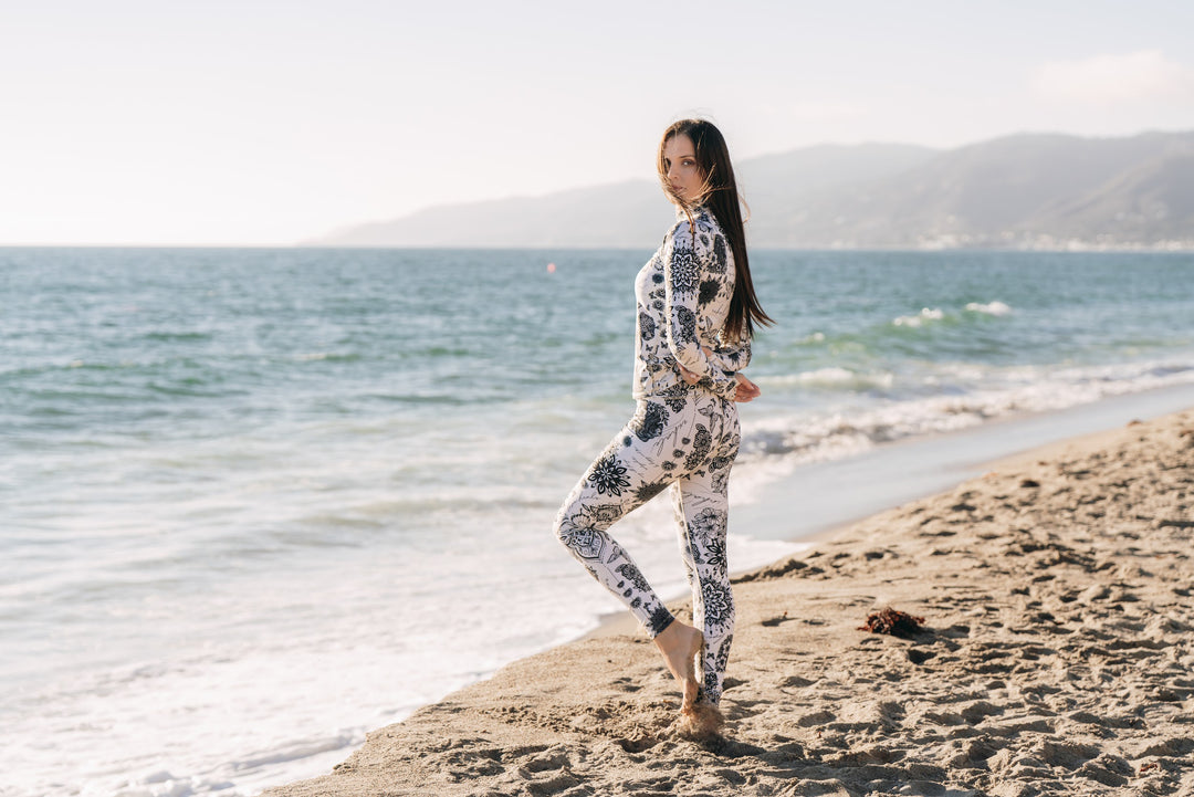 Women's UPF 50+ Sun Protective Swim Leggings - Foam Ink