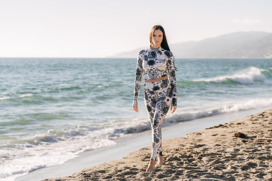 Women's UPF 50+ Sun Protective Swim Leggings - Foam Ink