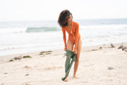 WOMEN'S ONE PIECE LONG SLEEVE SWIMSUIT - COPPER