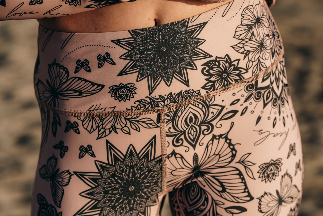 Women's UPF 50+ Sun Protective Swim Leggings - Toffee Tattoo