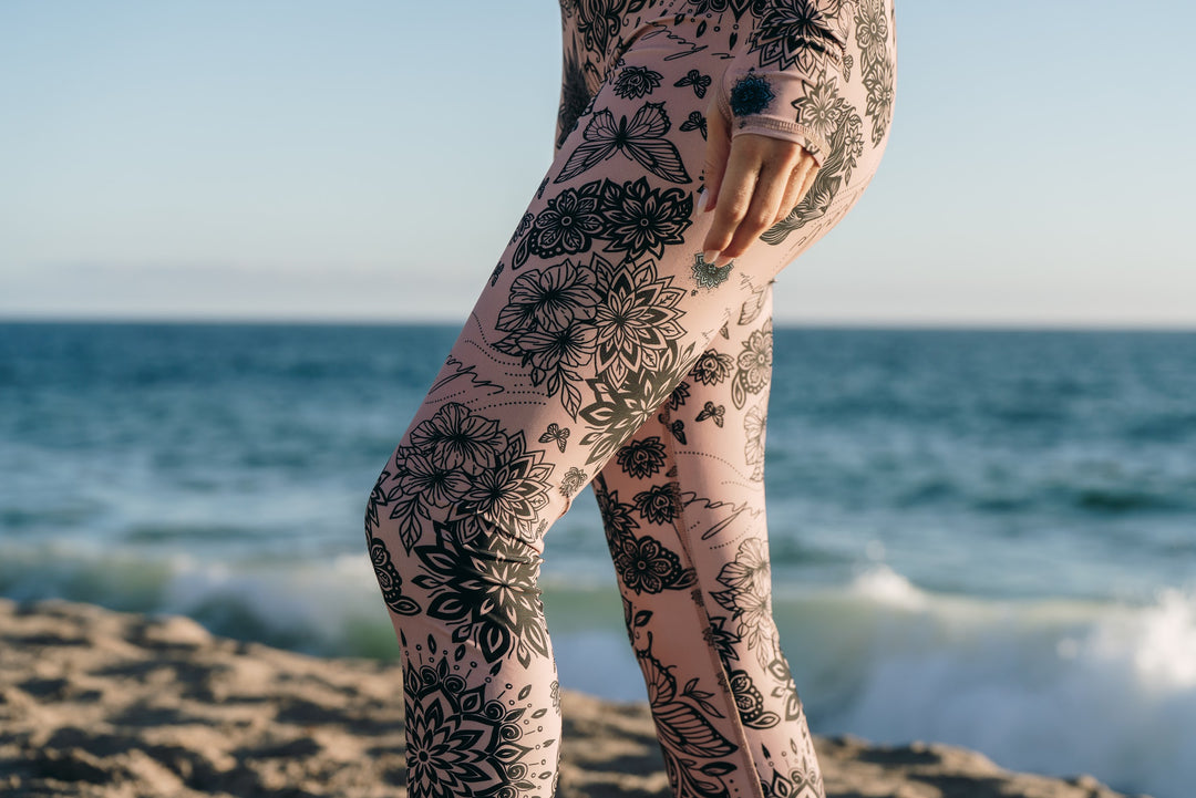 Women's UPF 50+ Sun Protective Swim Leggings - Toffee Tattoo
