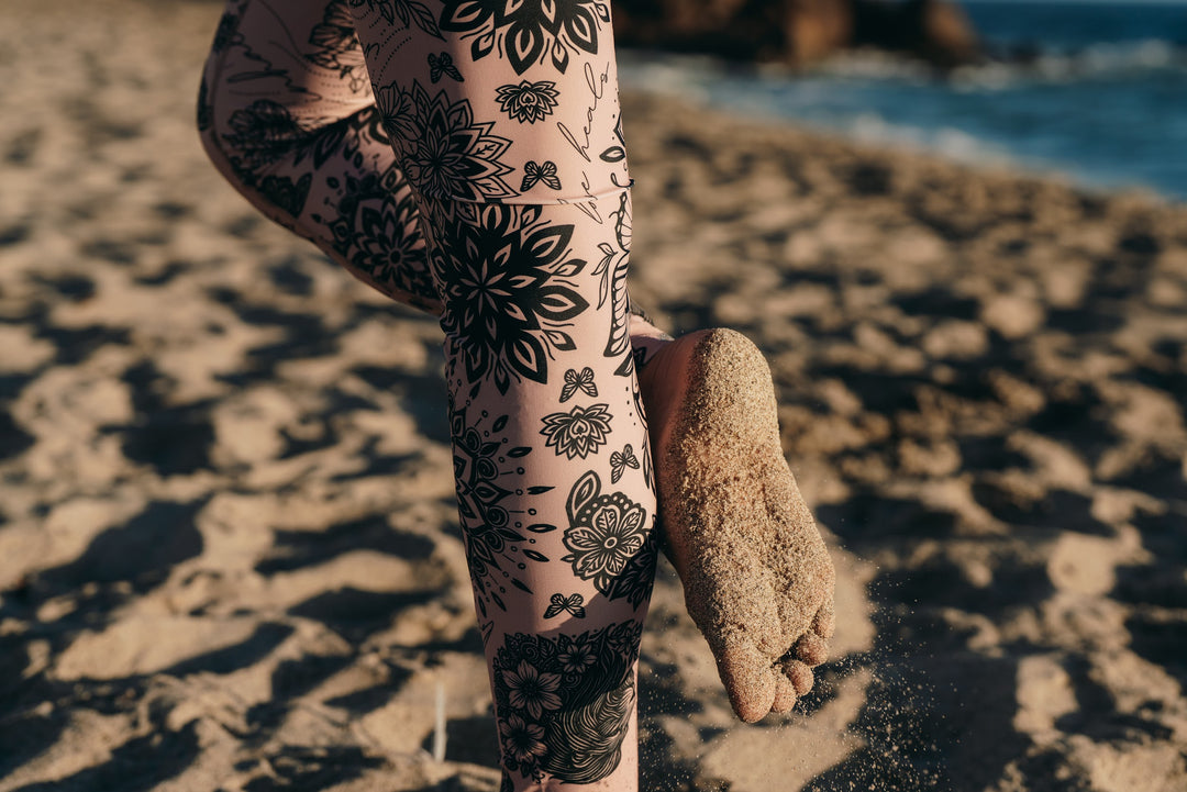 Women's UPF 50+ Sun Protective Swim Leggings - Toffee Tattoo