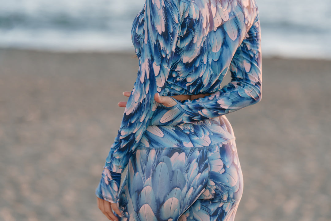 Women's UPF 50+ Sun Protective Swim Leggings - Azure Plume