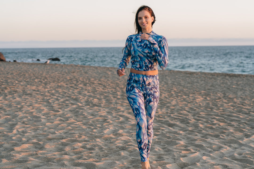 Women's UPF 50+ Sun Protective Swim Leggings - Azure Plume