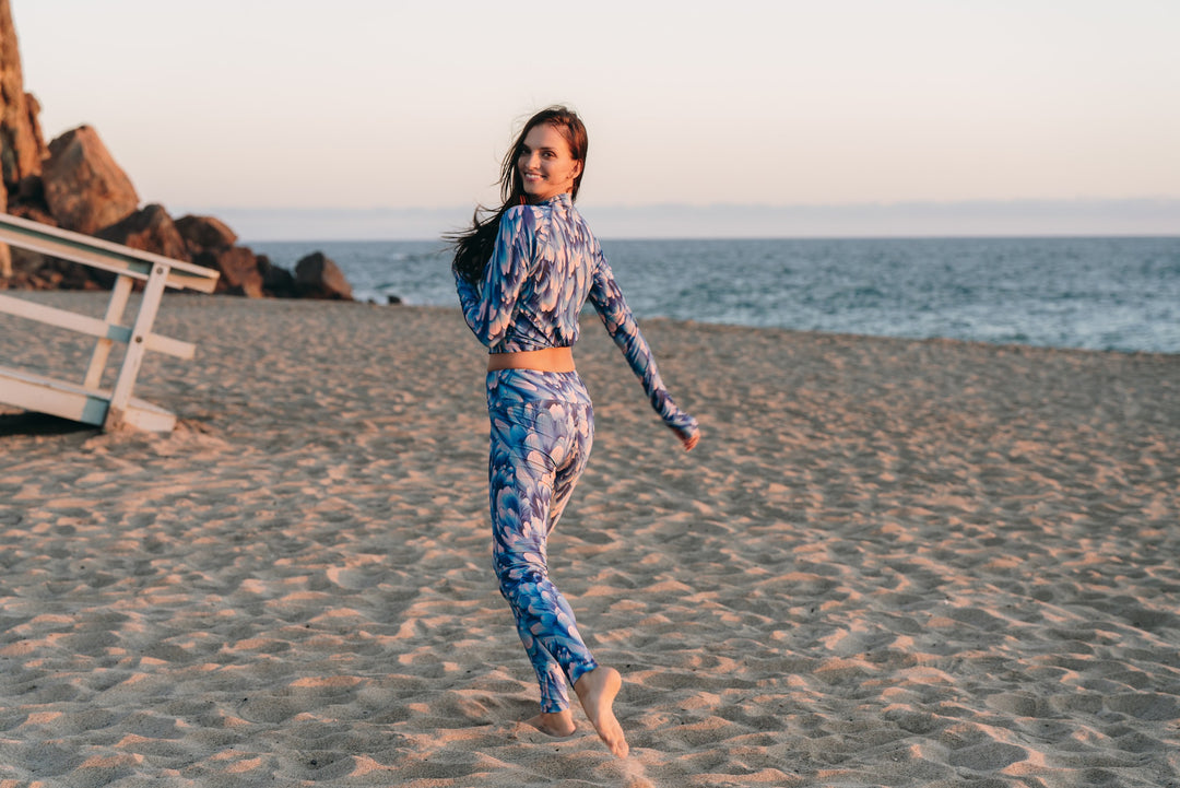 Women's UPF 50+ Sun Protective Swim Leggings - Azure Plume