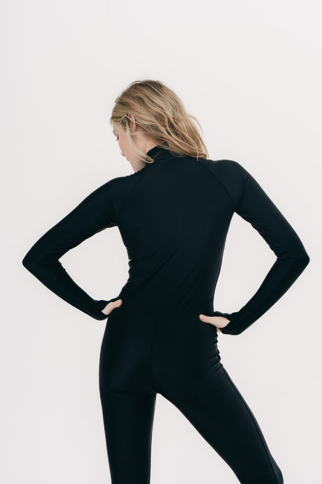 Women's UPF 50+ Sun Protective Long Sleeve "RORO” Swimsuit - Black (PRE-SALE: Ships in 3-4 weeks)