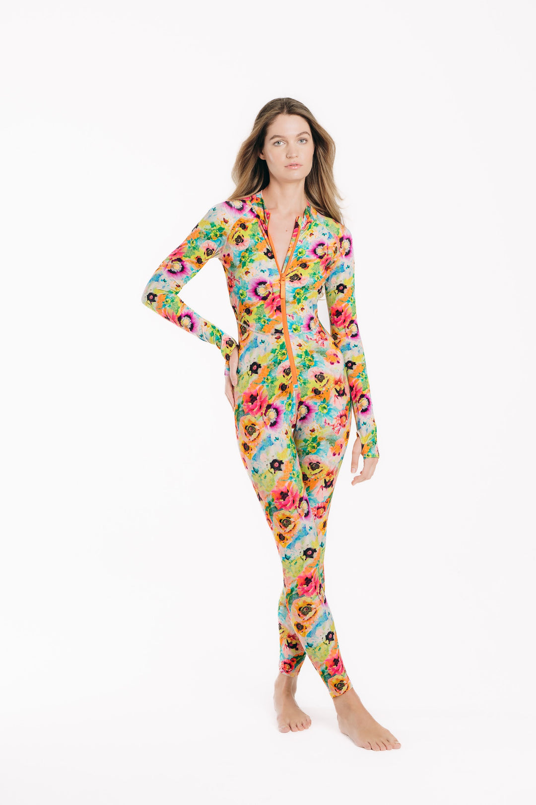 Women's Textured Full Body Front Zip UPF 50+ Long Suit - Sea Poppy Pink