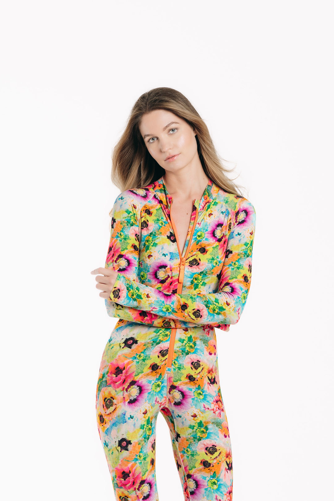 Women's Textured Full Body Front Zip UPF 50+ Long Suit - Sea Poppy Pink