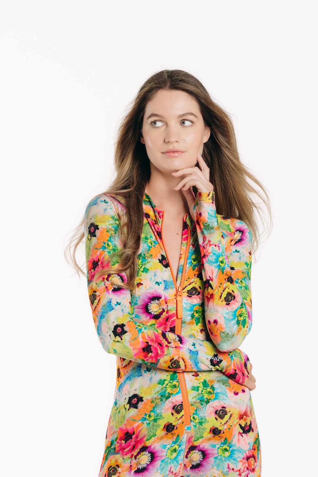 Women's Textured Full Body Front Zip UPF 50+ Long Suit - Sea Poppy Pink