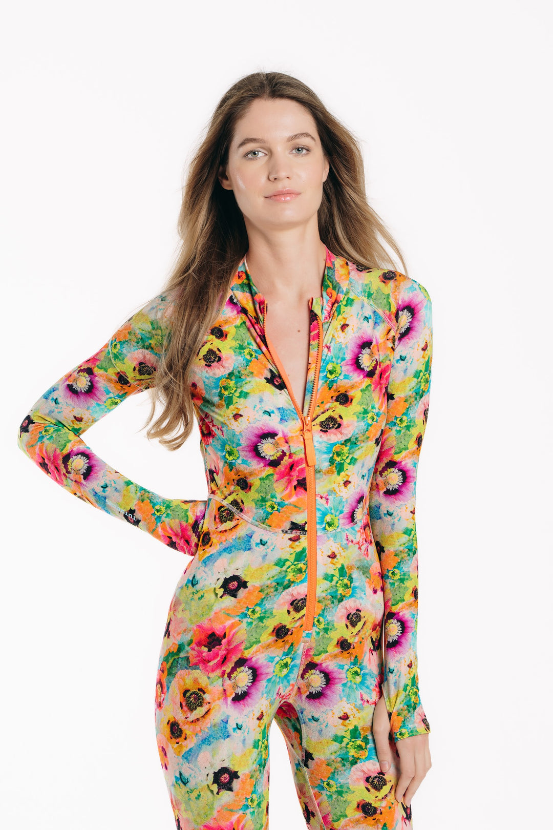 Women's Textured Full Body Front Zip UPF 50+ Long Suit - Sea Poppy Pink