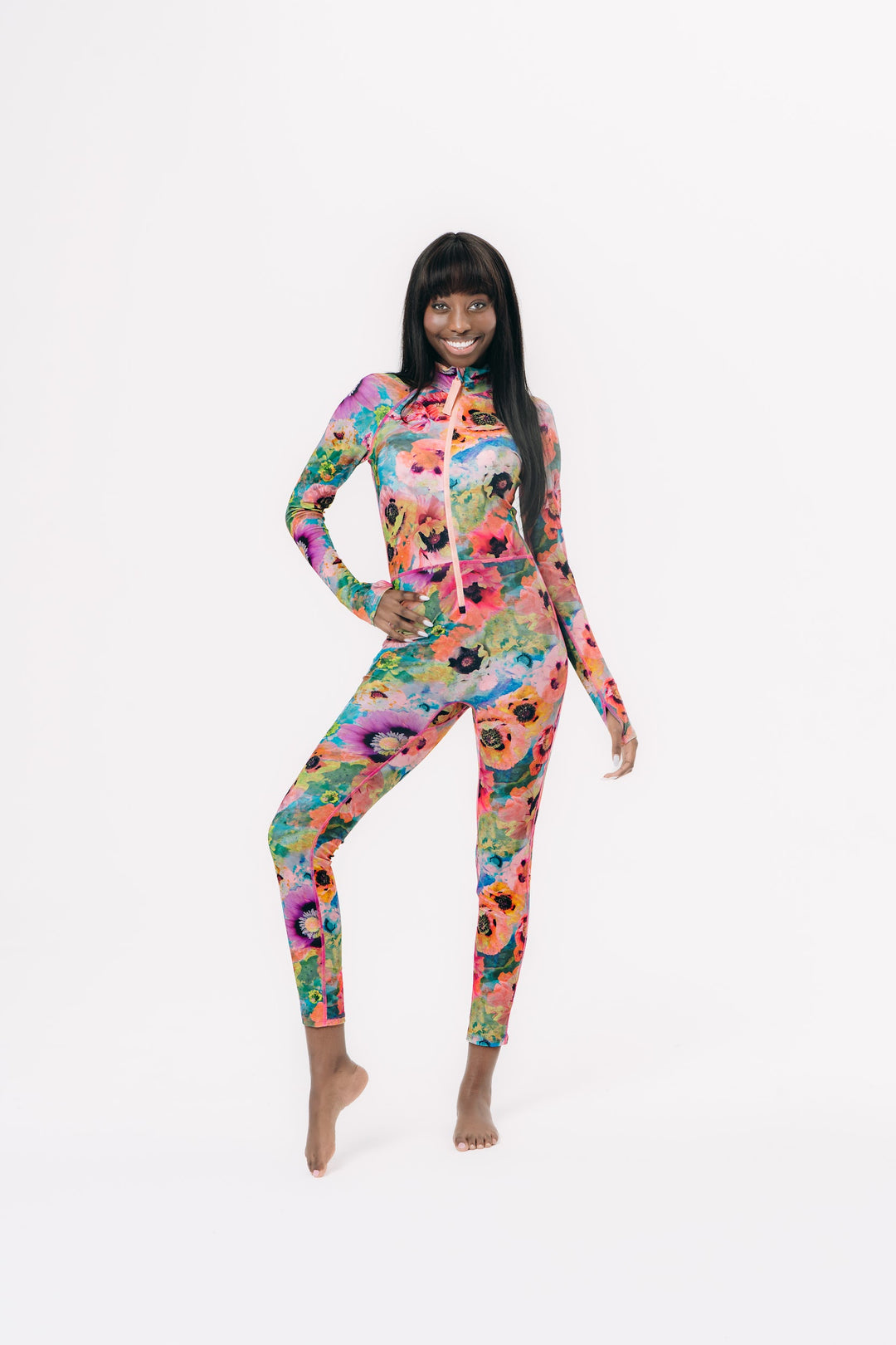 Women's UPF 50+ Sun Protective Long Sleeve "RORO” Swimsuit - Sea Poppy Pink (PRE-SALE: Ships in 3-4 weeks)