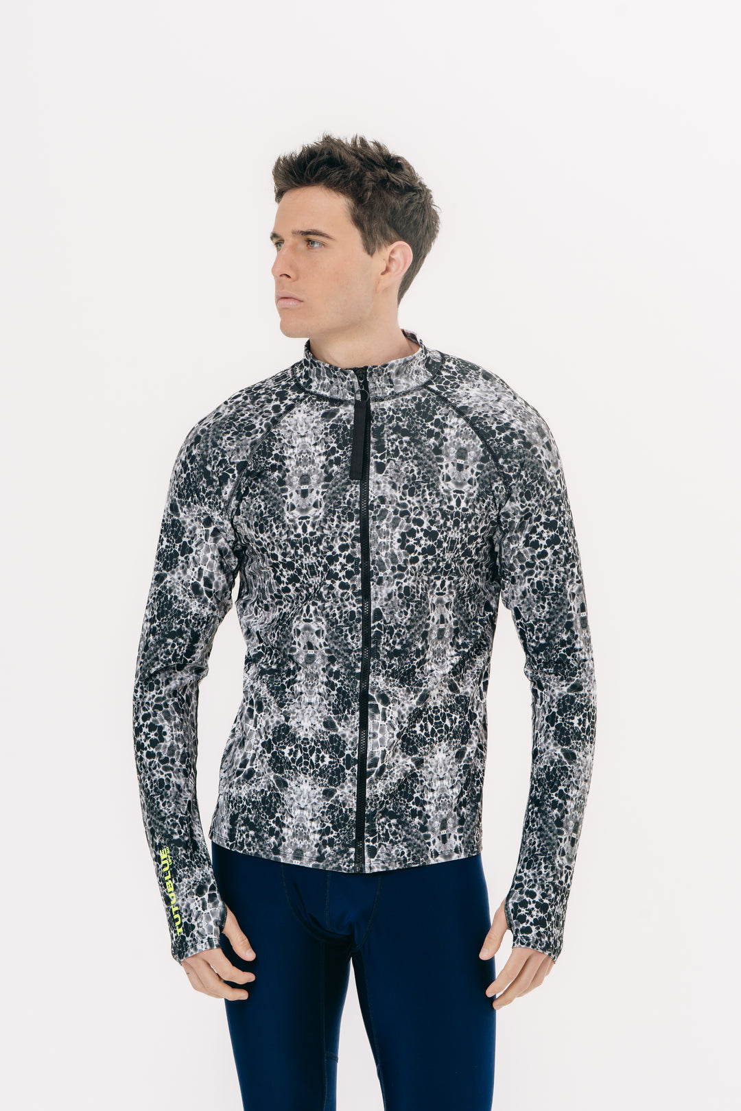 Men's Zip Rash Guard - Black Sea
