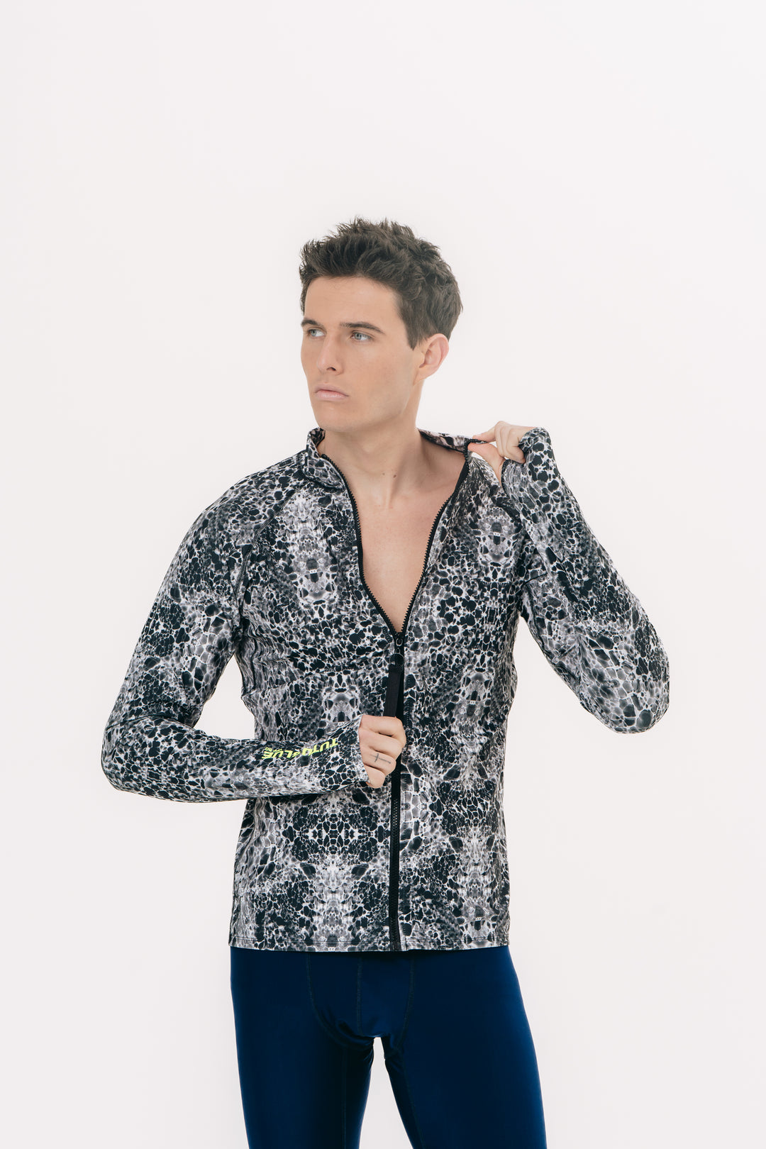 Men's Zip Rash Guard - Black Sea