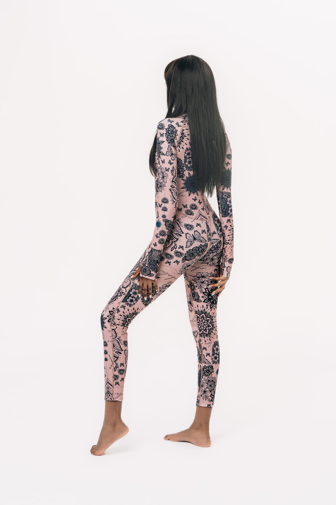 Women's UPF 50+ Sun Protective Long Sleeve "RORO” Swimsuit - Toffee Tattoo (PRE-SALE: Ships in 3-4 weeks)