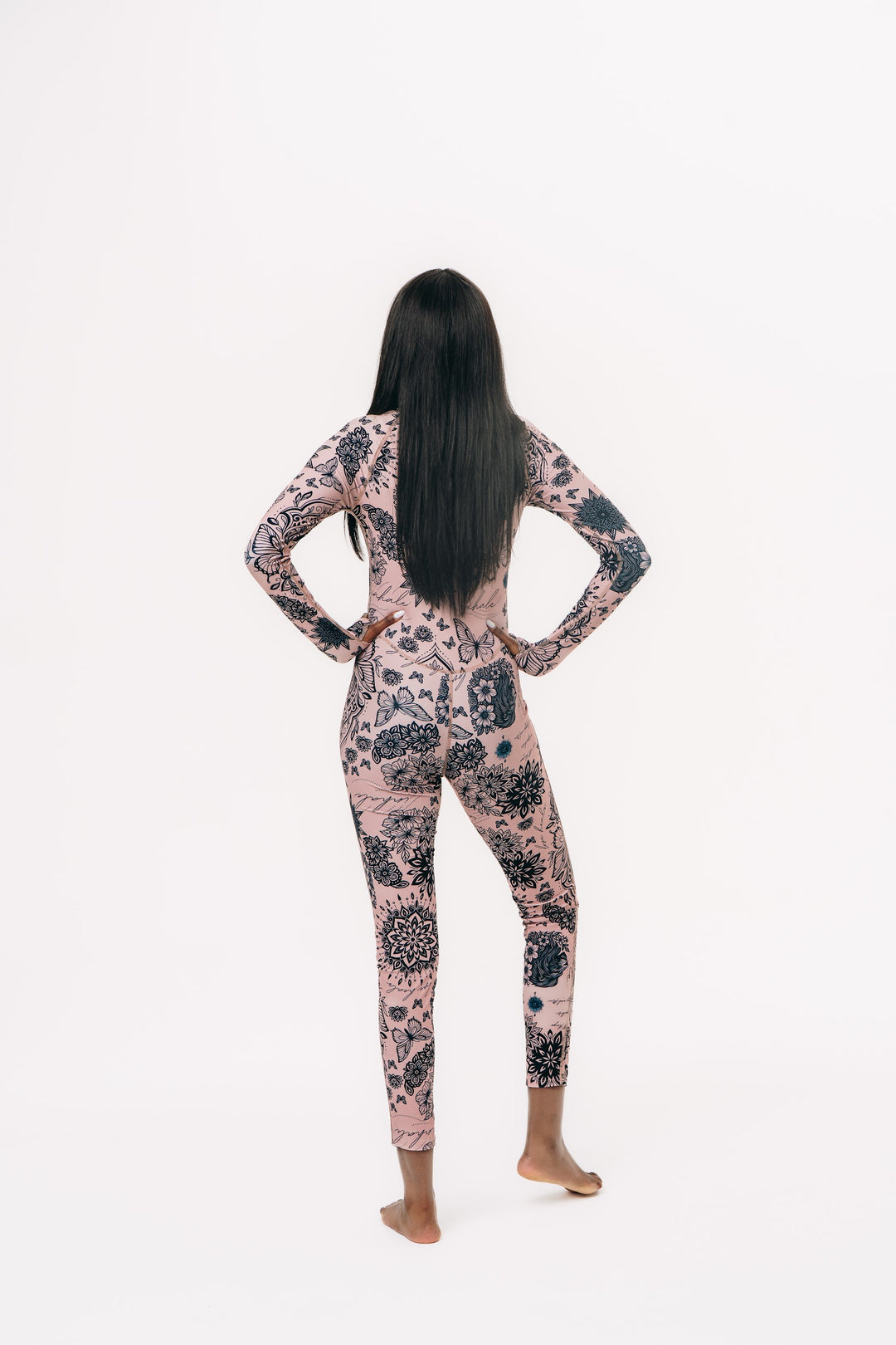 Women's UPF 50+ Sun Protective Long Sleeve "RORO” Swimsuit - Toffee Tattoo (PRE-SALE: Ships in 3-4 weeks)