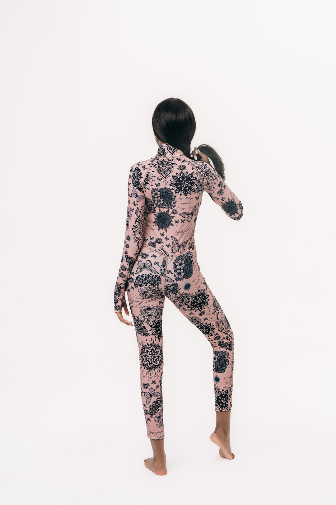 Women's UPF 50+ Sun Protective Long Sleeve "RORO” Swimsuit - Toffee Tattoo (PRE-SALE: Ships in 3-4 weeks)