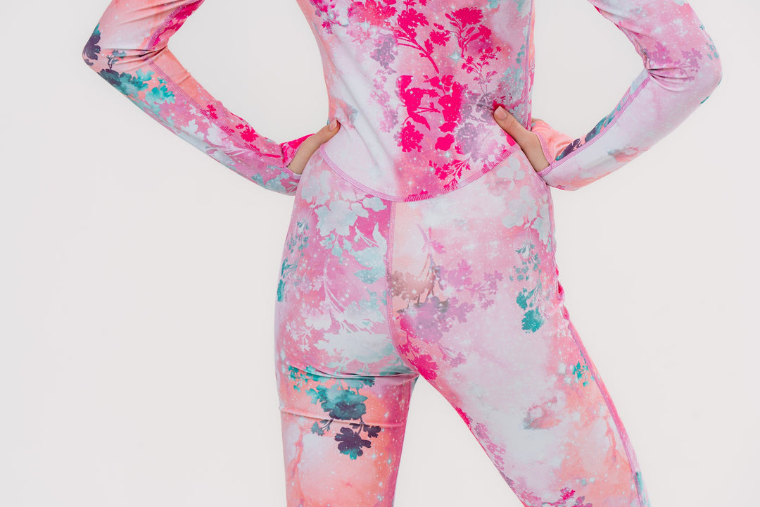 Women's UPF 50+ Sun Protective Long Sleeve "RORO” Swimsuit - Cherry Skies