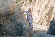 WOMEN'S HIGH-WAIST FULL LENGTH  BACK ZIP UPF50 SUN PROTECTIVE SWIMSUIT - SAND LEOPARD