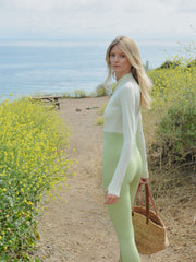 WOMEN'S LONG BODYSUIT ZIP FRONT - MINT TOP + SAGE LEG