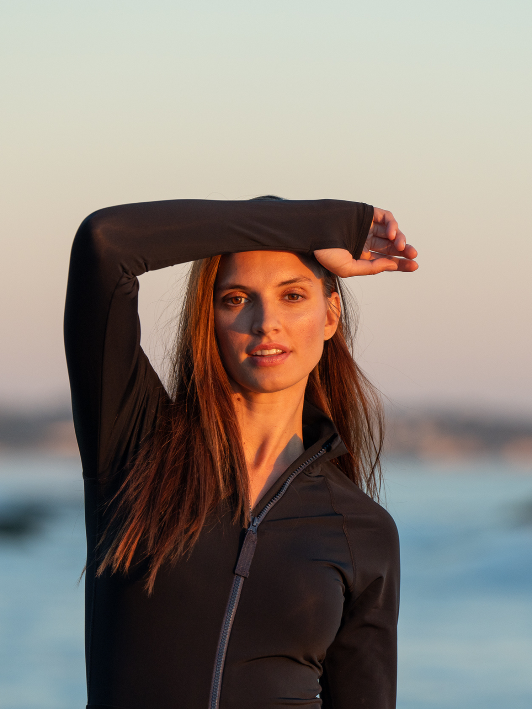 Women's UPF 50+ Sun Protective Long Sleeve "RORO” Swimsuit - Black (PRE-SALE: Ships in 3-4 weeks)