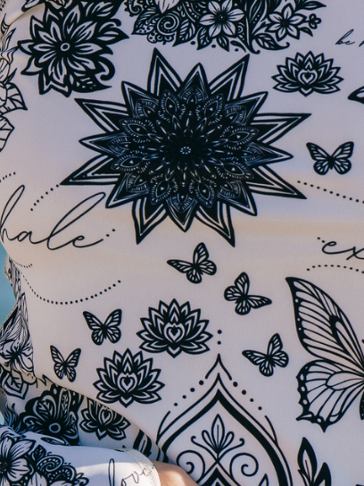 Women's UPF 50+ Sun Protective Long Sleeve "RORO” Swimsuit - Foam Ink (PRE-SALE: Ships in 3-4 weeks)