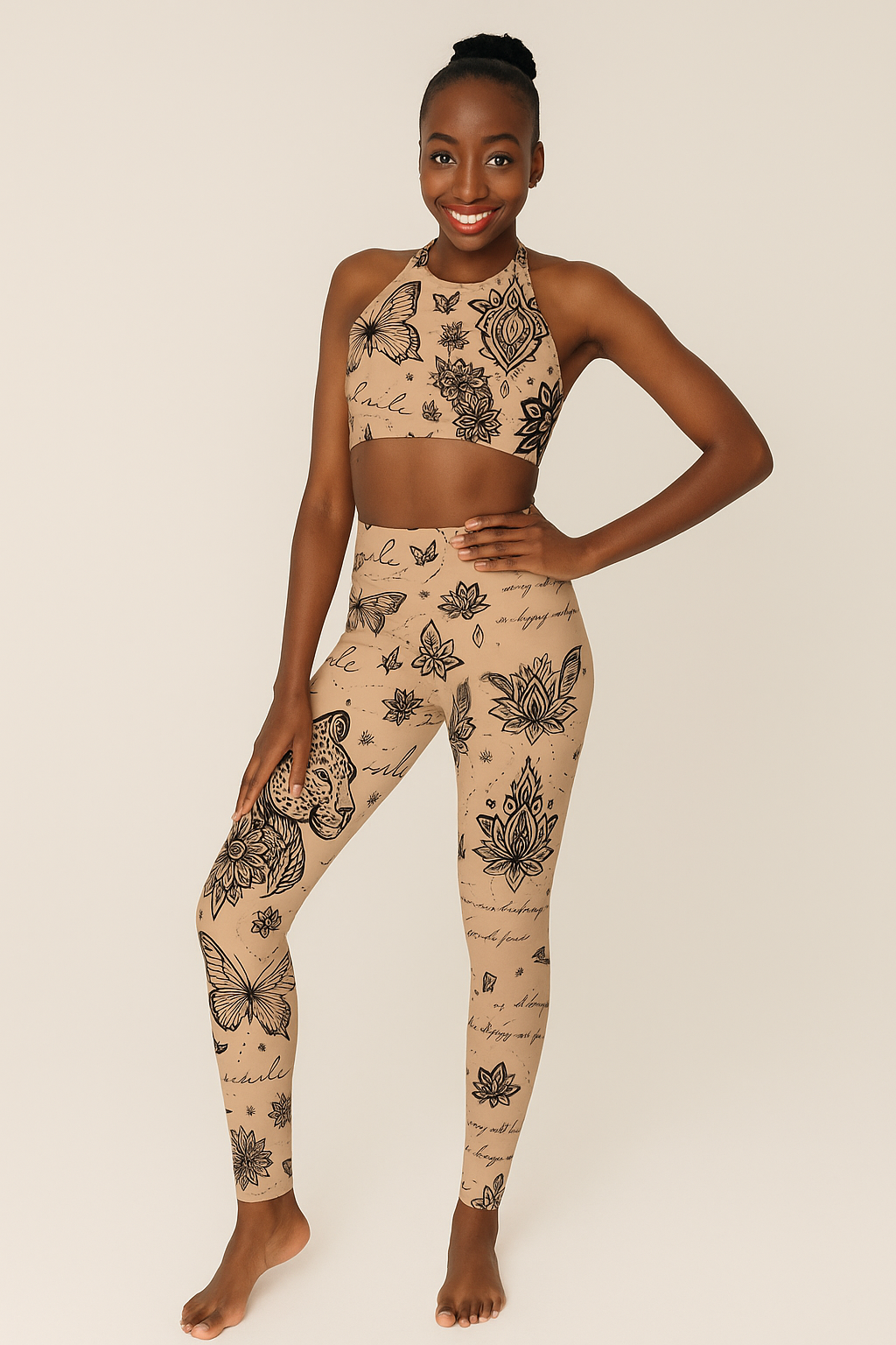 Women's UPF 50+ Sun Protective Swim Leggings - Toffee Tattoo