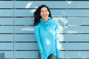 WOMEN'S HOODED PULLOVER RASH  - TURQUOISE