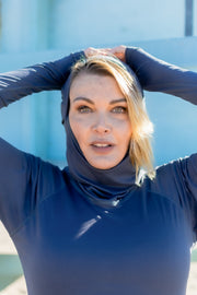 WOMEN'S HOODED PULLOVER RASH  - CHARCOAL