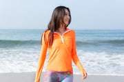 WOMEN'S HENLEY RASH GUARD - ORANGE