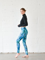 WOMEN'S SWIM LEGGINGS  - BLUE ABALONE