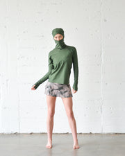 WOMEN'S HOODED PULLOVER RASH - OLIVE