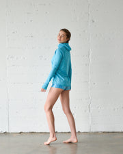 WOMEN'S HOODED PULLOVER RASH  - TURQUOISE
