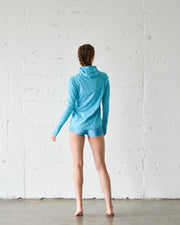 WOMEN'S HOODED PULLOVER RASH  - TURQUOISE