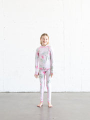 GIRL'S SWIM LEGGINGS - ROYAL BOUQUET PINK SHABBY CHIC COLLAB