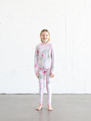 GIRL'S SWIM LEGGINGS - ROYAL BOUQUET PINK SHABBY CHIC COLLAB