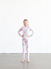 GIRL'S SWIM LEGGINGS - ROYAL BOUQUET PINK SHABBY CHIC COLLAB
