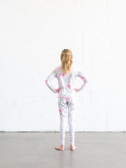 GIRL'S SWIM LEGGINGS - ROYAL BOUQUET PINK SHABBY CHIC COLLAB