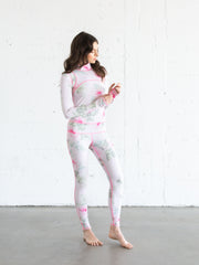 WOMEN'S LONG SWIMSUIT / SHABBY CHIC™ COLLAB - ROYAL BOUQUET PINK